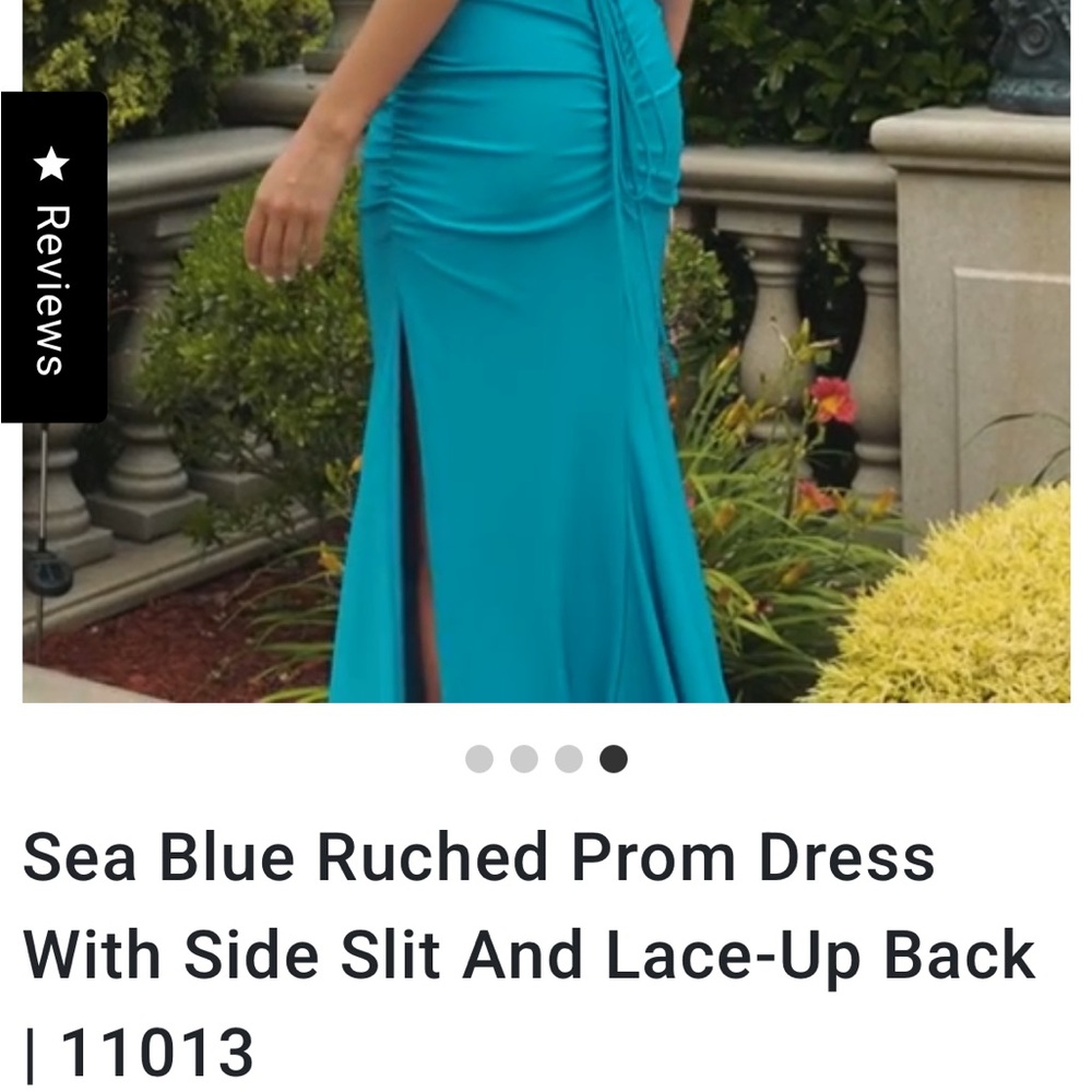 Prom Dress Faviana Sea Blue Ruched Prom Dress #11013